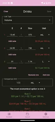 Unit Price Calculator android App screenshot 1