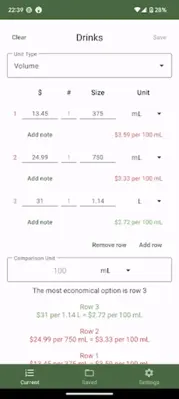 Unit Price Calculator android App screenshot 2